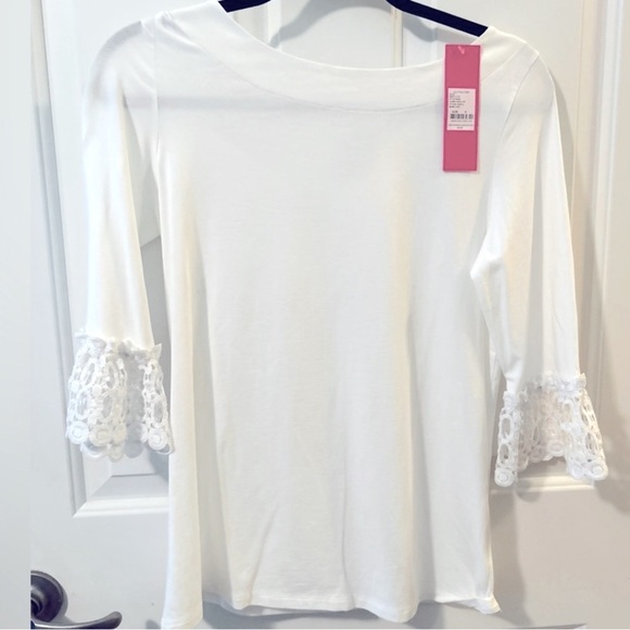 Lilly Pulitzer NWT Waverly Ruffle Top White $78 Size XXS - Picture 2 of 2